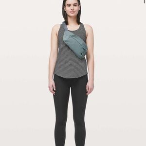 Lululemon Love Tank Pleated Modern Stripe Heathered Black White